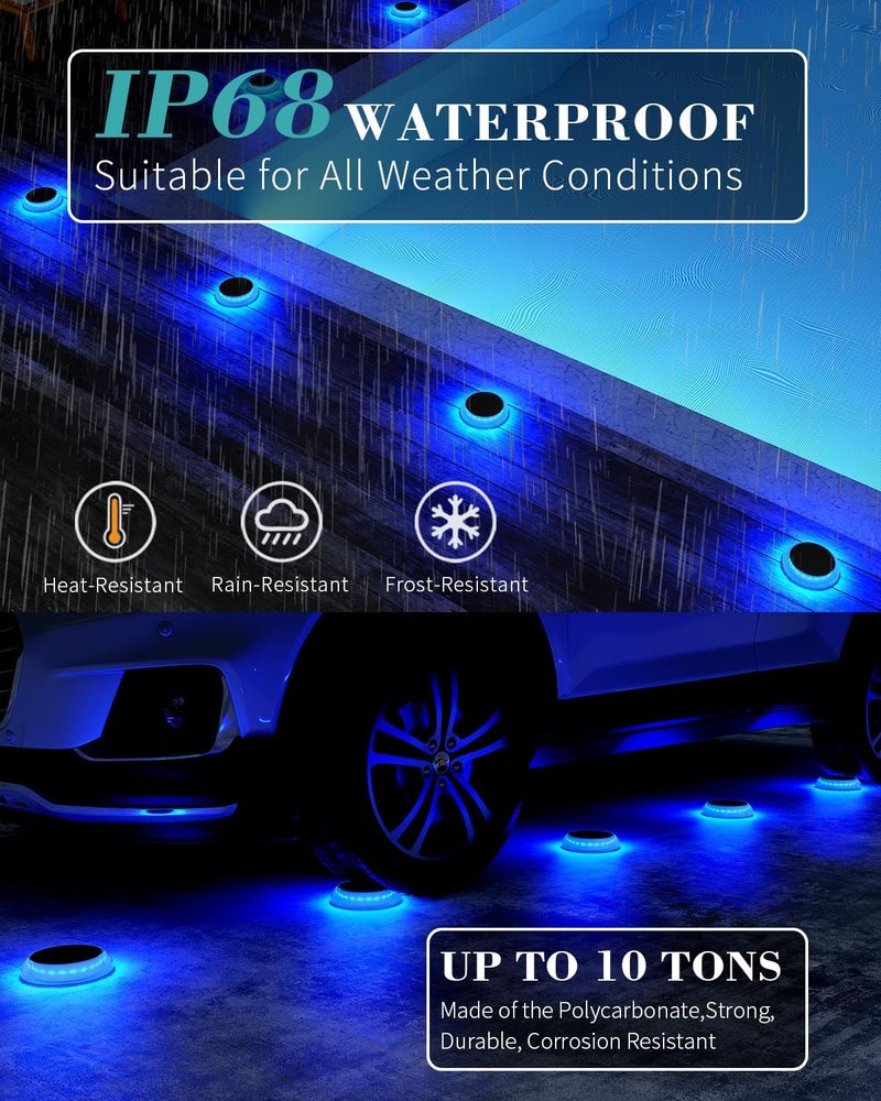 DetarZinLED 6 Packs Solar Driveway Lights, Blue Dock Deck Lights Solar Powered Outdoor IP68 Waterproof, Stick on Light for Step, Stair, Driveway, Pool, Pathway, Walkway, Patio - Image 3